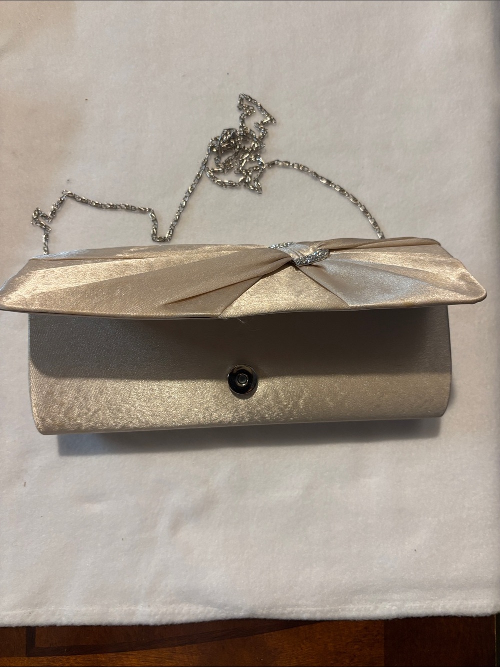 Elegant Satin Evening Clutch in Champagne